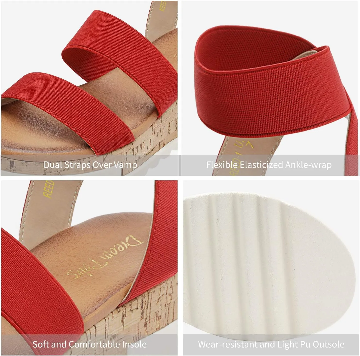 DREAM PAIRS Women's Open Toe Ankle Strap Casual Flatform Platform Wedges Sandals