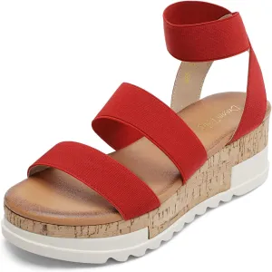 DREAM PAIRS Women's Open Toe Ankle Strap Casual Flatform Platform Wedges Sandals