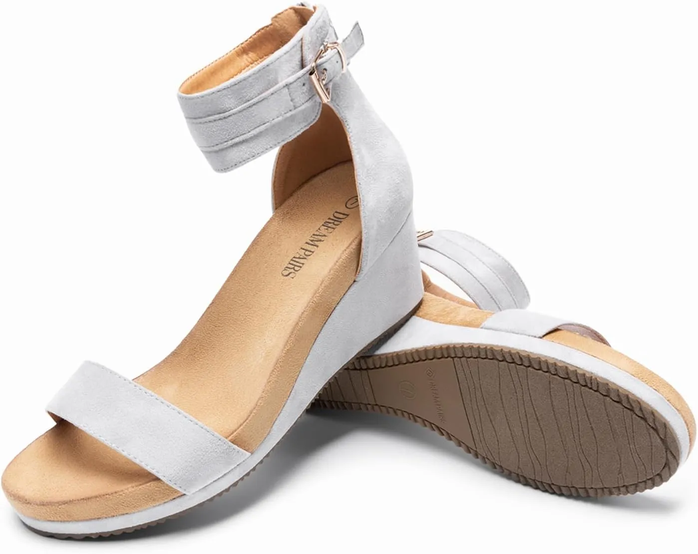 DREAM PAIRS Women's Open Toe Buckle Ankle Strap Platform Wedge Sandals Summer Shoes.