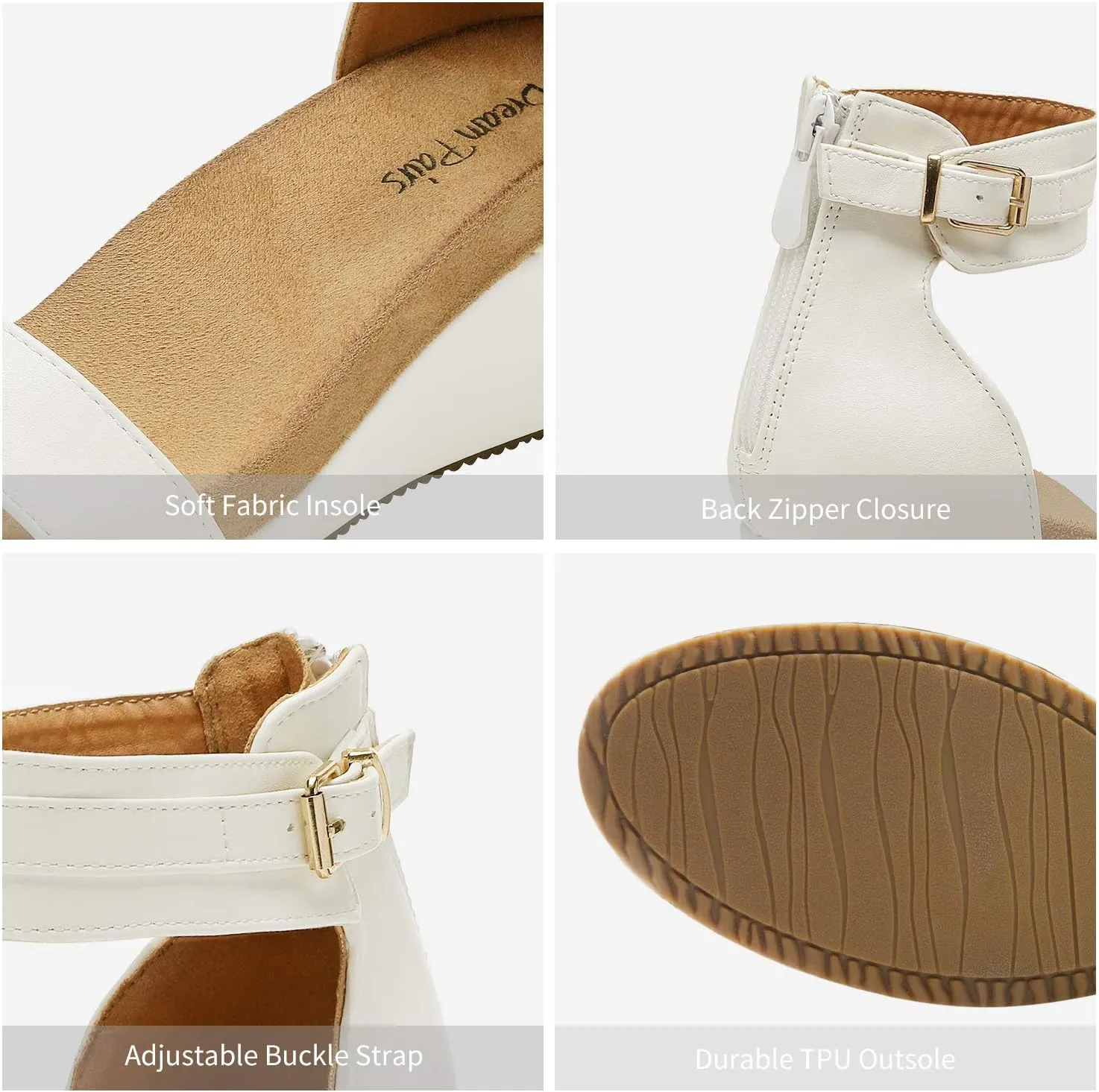 DREAM PAIRS Women's Open Toe Buckle Ankle Strap Platform Wedge Sandals Summer Shoes.