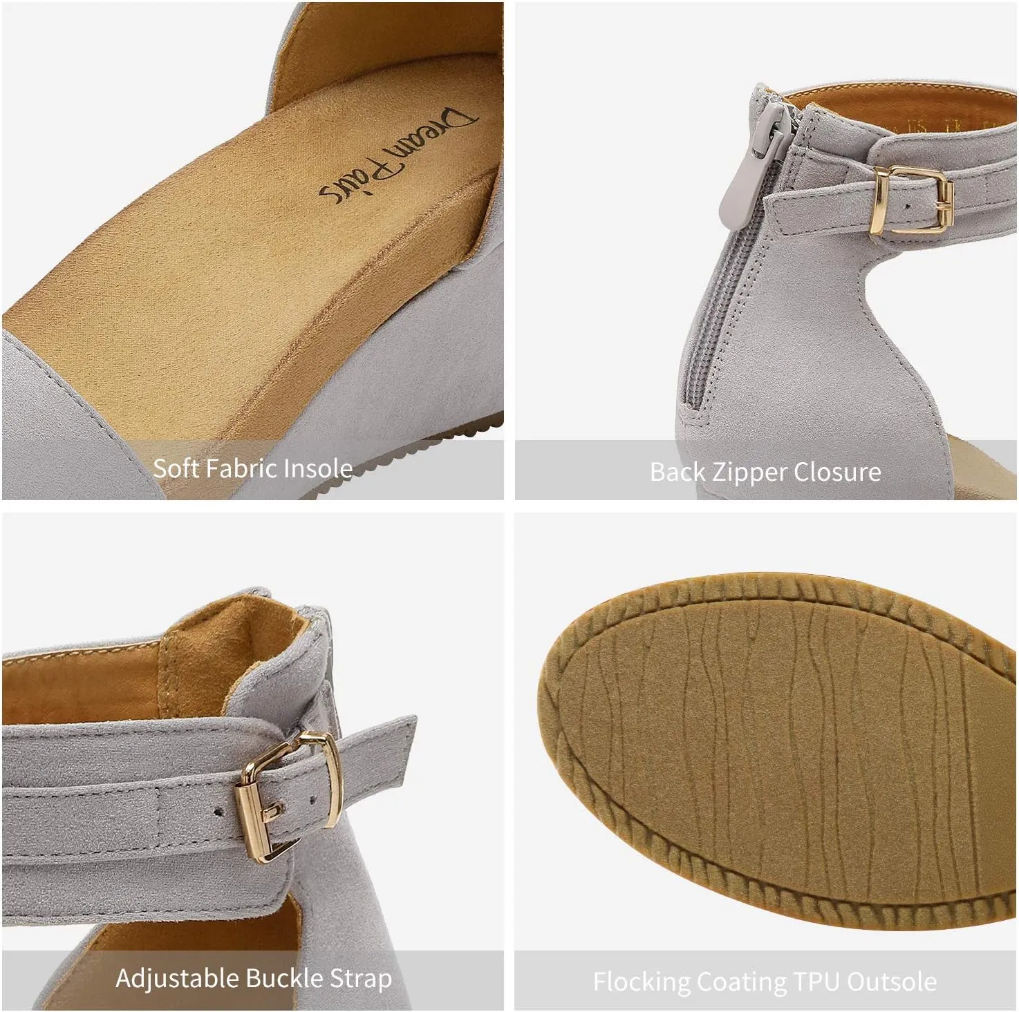 DREAM PAIRS Women's Open Toe Buckle Ankle Strap Platform Wedge Sandals Summer Shoes.