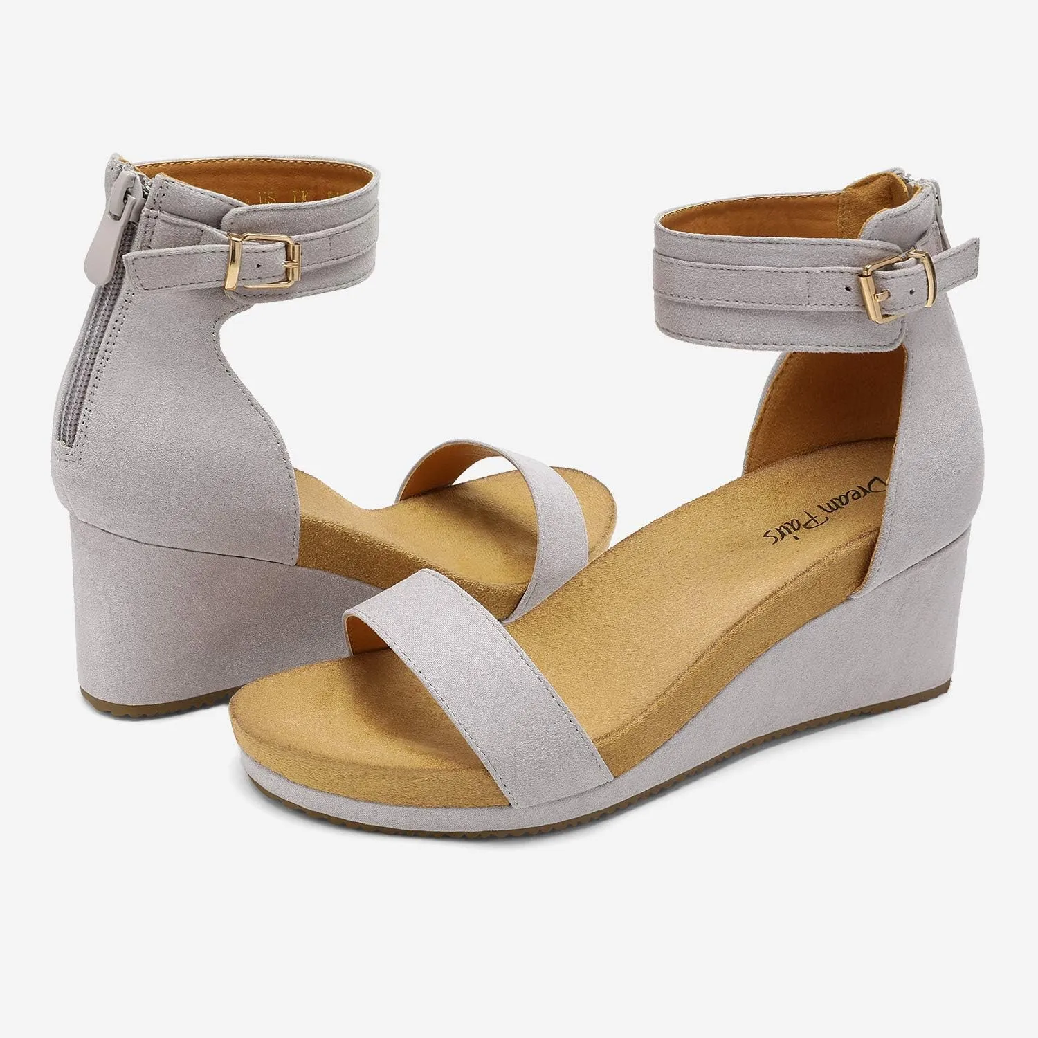 DREAM PAIRS Women's Open Toe Buckle Ankle Strap Platform Wedge Sandals Summer Shoes.