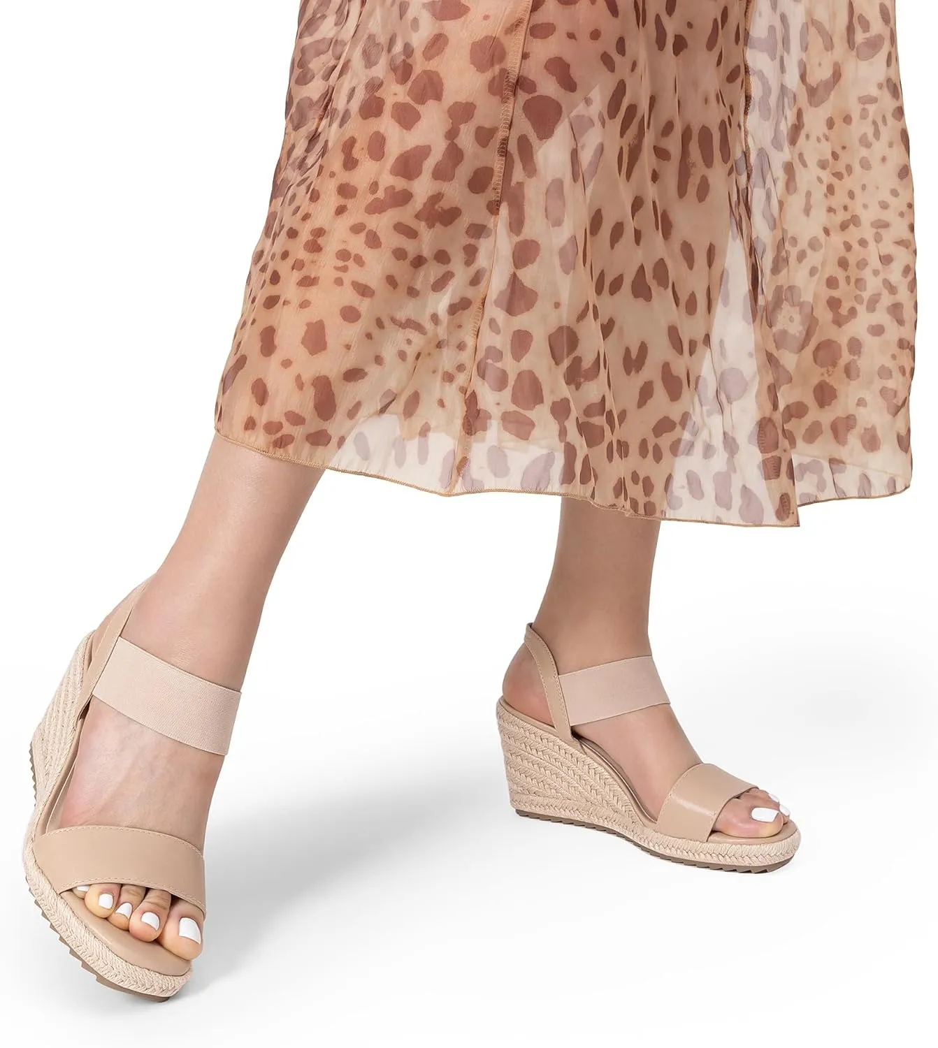 DREAM PAIRS Womens Open Toe Espadrilles Dressy Platform Sandals Slip on Elastic Ankle Strap Wedges Sandals