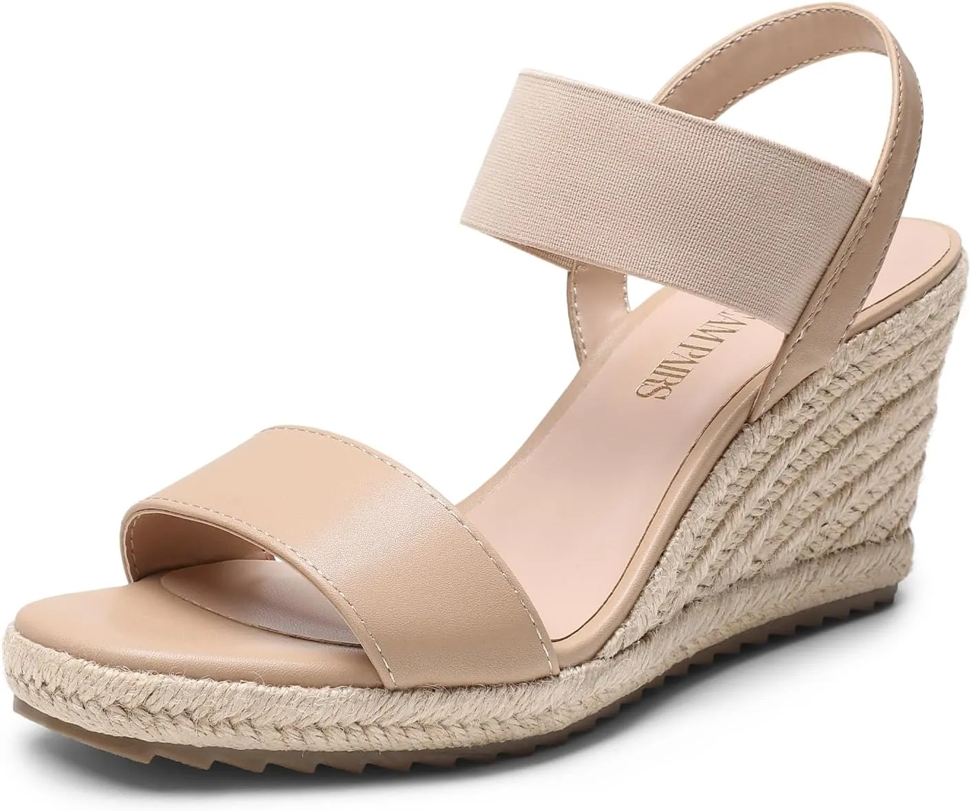 DREAM PAIRS Womens Open Toe Espadrilles Dressy Platform Sandals Slip on Elastic Ankle Strap Wedges Sandals