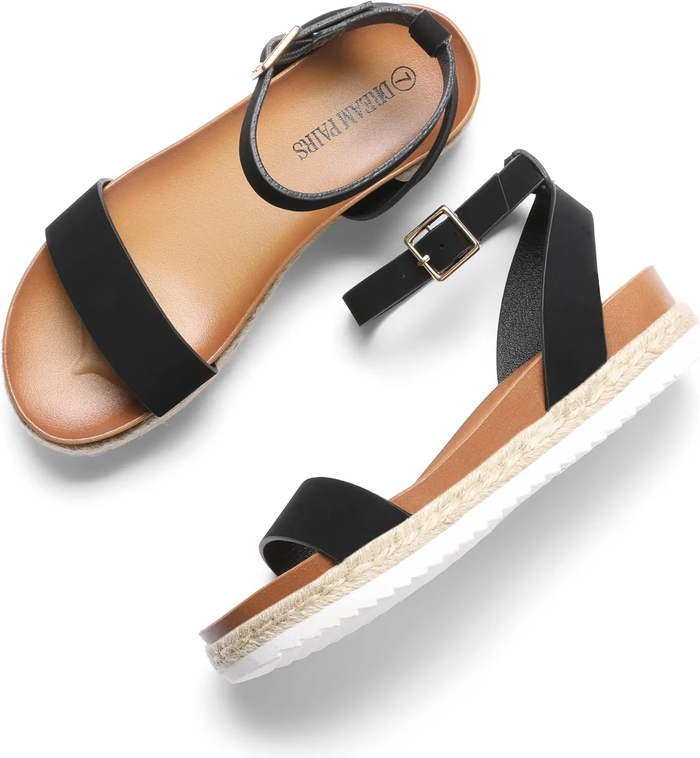 DREAM PAIRS Women's Open Toe Platform Espadrille Wedge Sandals Comfortable One Band Dressy Casual Sandals for Women