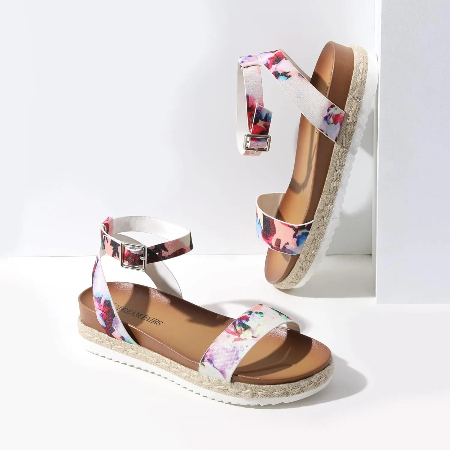 DREAM PAIRS Women's Open Toe Platform Espadrille Wedge Sandals Comfortable One Band Dressy Casual Sandals for Women