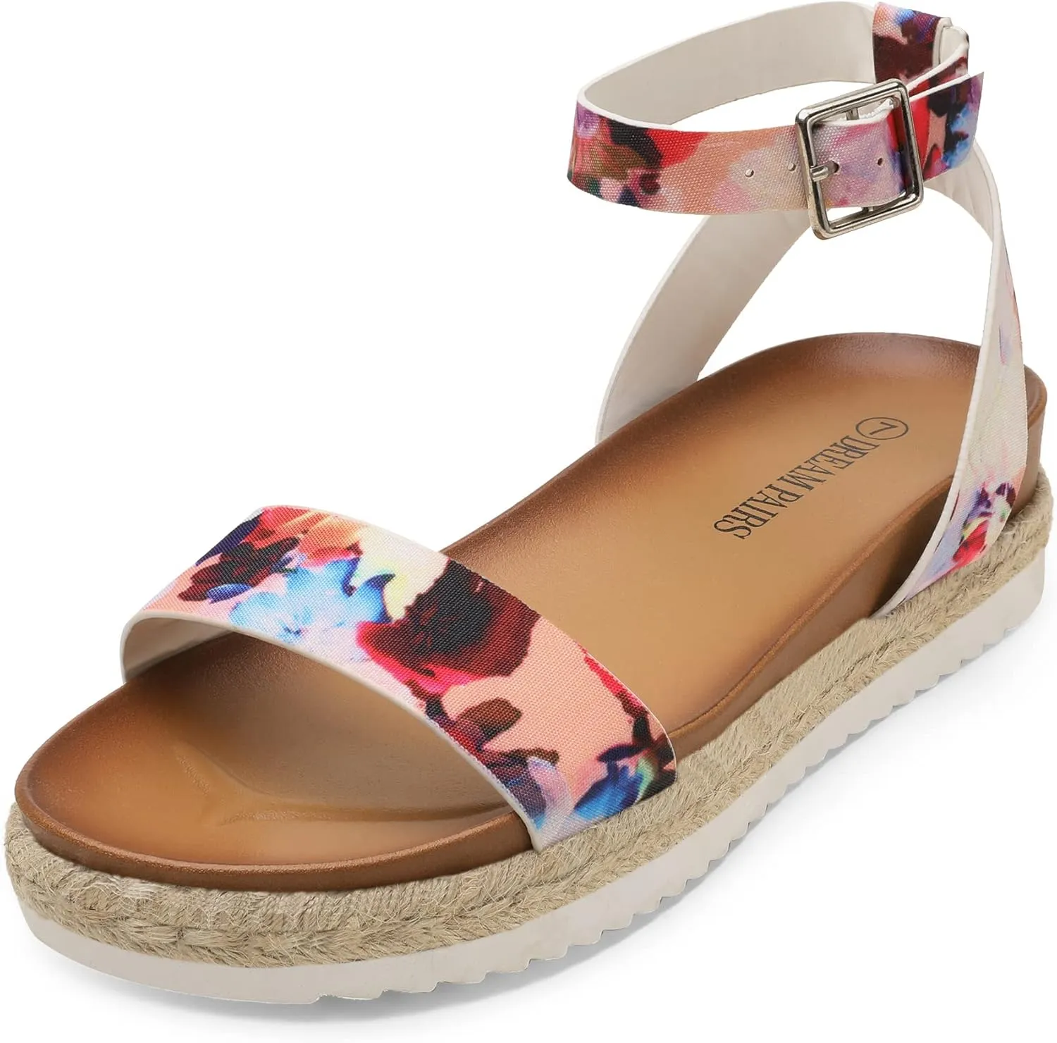 DREAM PAIRS Women's Open Toe Platform Espadrille Wedge Sandals Comfortable One Band Dressy Casual Sandals for Women