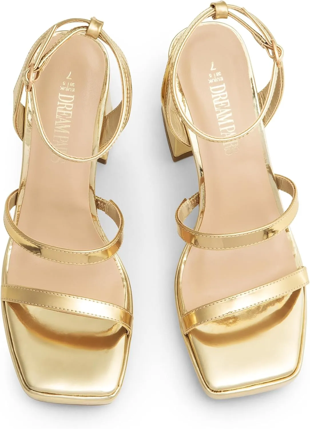 DREAM PAIRS Women's Platform Strappy Heels Open Toe Ankle Strap Square Party Sandals Y2K Dress Shoes