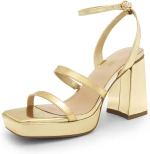DREAM PAIRS Women's Platform Strappy Heels Open Toe Ankle Strap Square Party Sandals Y2K Dress Shoes