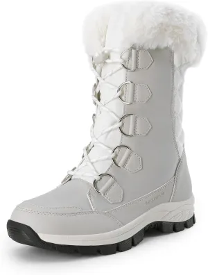 DREAM PAIRS Women's Waterproof Winter Snow Boots, Warm Comfortable Faux Fur Insulated Non-Slip Outdoor Lace-Up Florin Mid Calf Booties