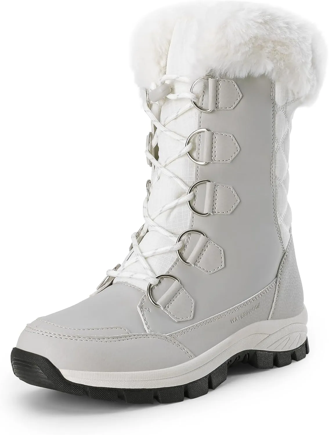 DREAM PAIRS Women's Waterproof Winter Snow Boots, Warm Comfortable Faux Fur Insulated Non-Slip Outdoor Lace-Up Florin Mid Calf Booties