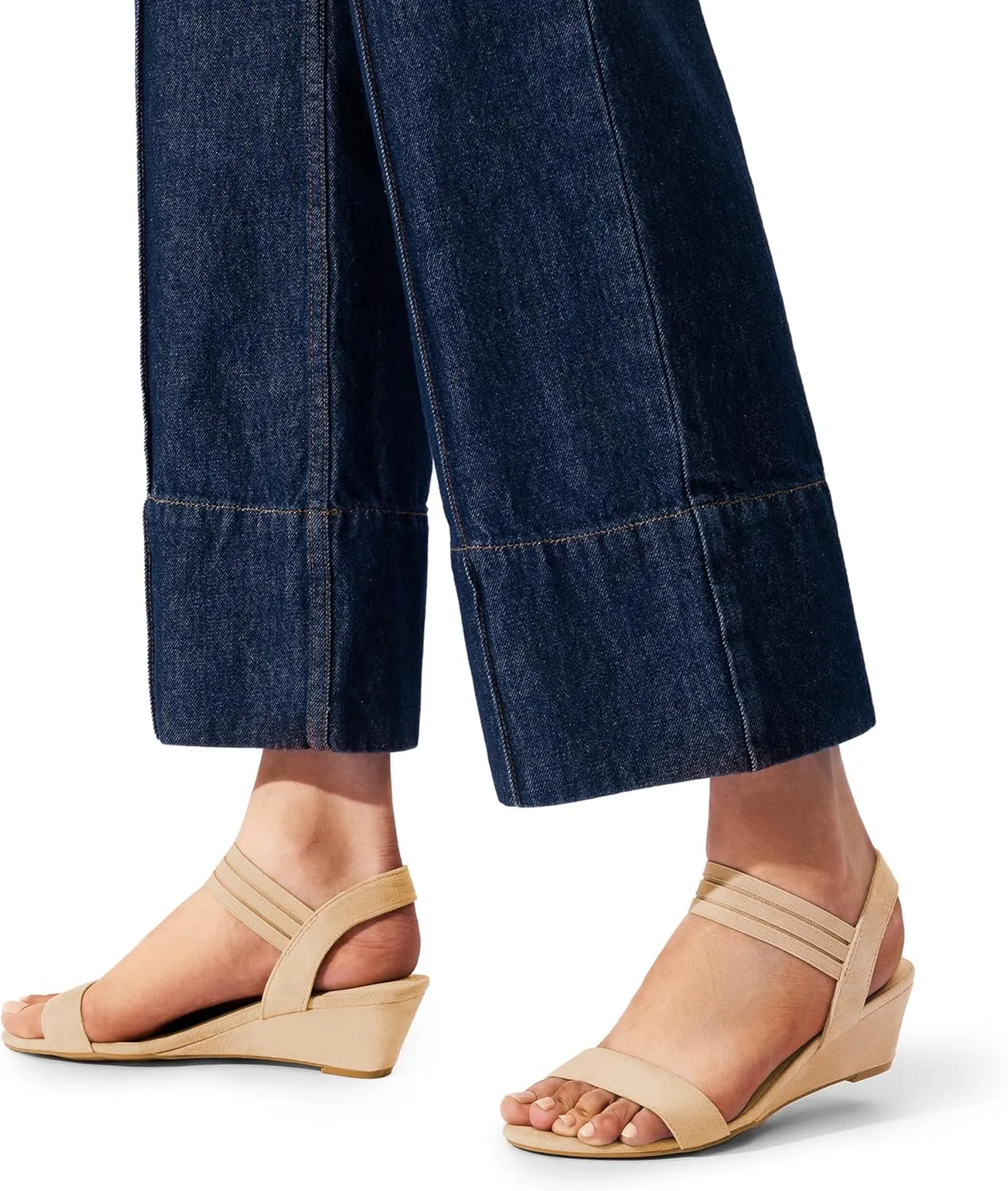 DREAM PAIRS Womens Wedge Sandals Low Heel, Slip On Ankle Strap Business Casual Dress Shoes for Women