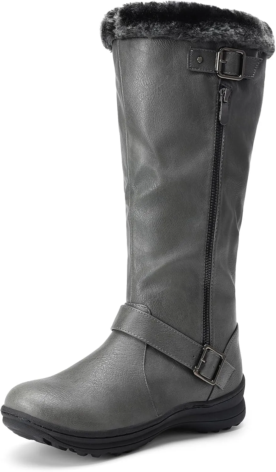 DREAM PAIRS Women's Winter Fully Fur Lined Zipper Closure Snow Knee High Boots