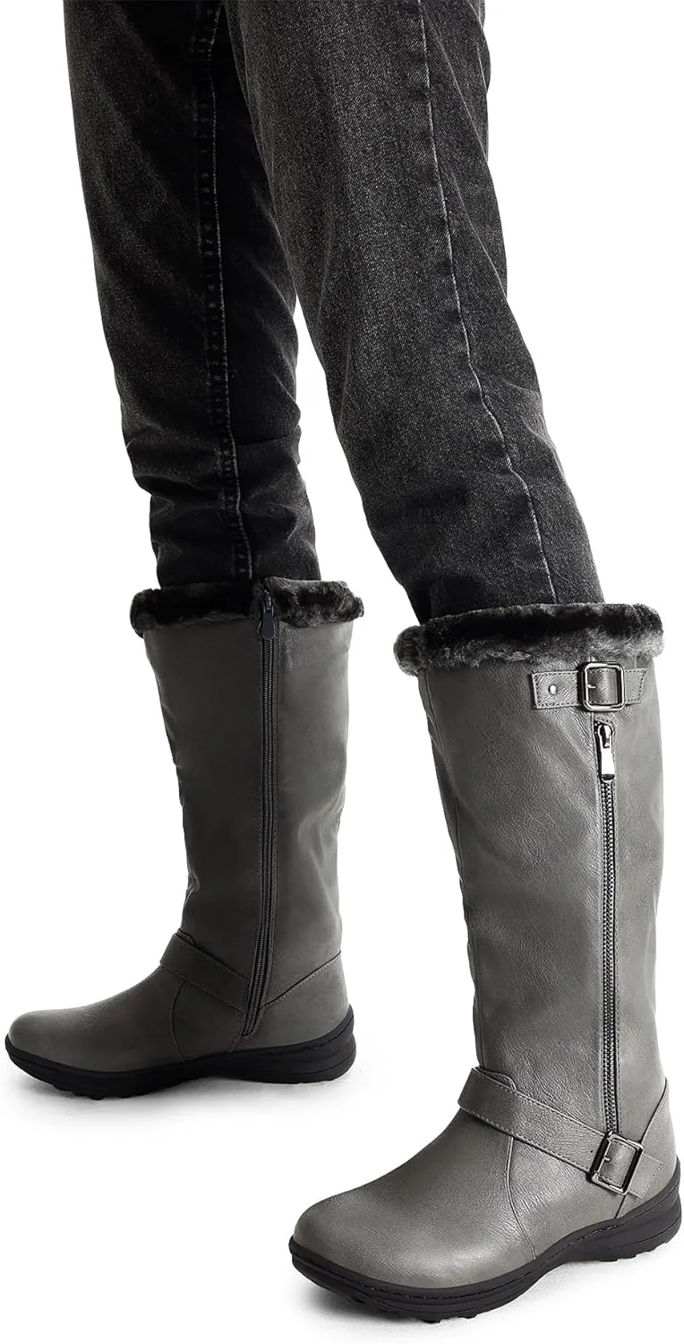 DREAM PAIRS Women's Winter Fully Fur Lined Zipper Closure Snow Knee High Boots