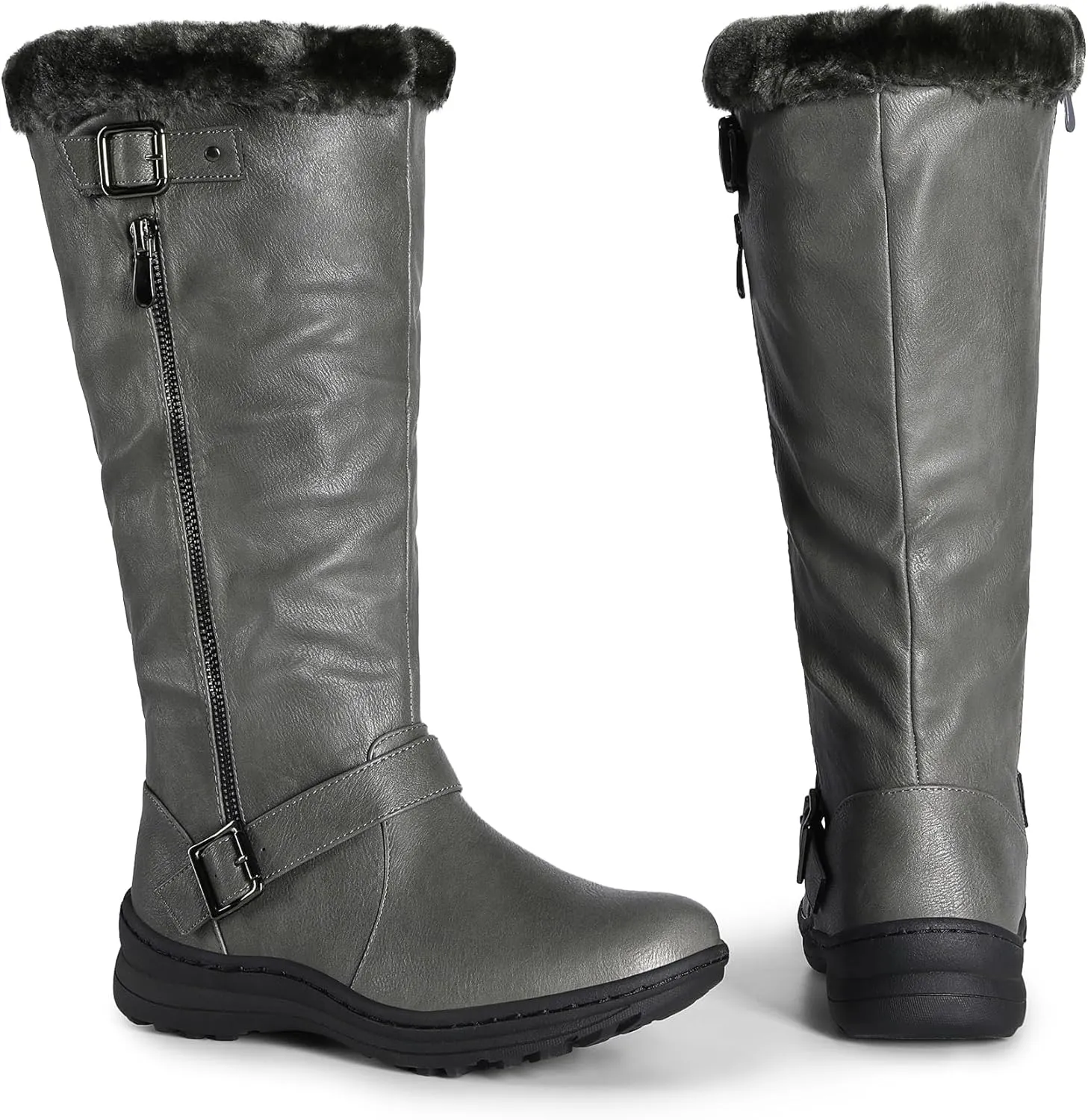 DREAM PAIRS Women's Winter Fully Fur Lined Zipper Closure Snow Knee High Boots