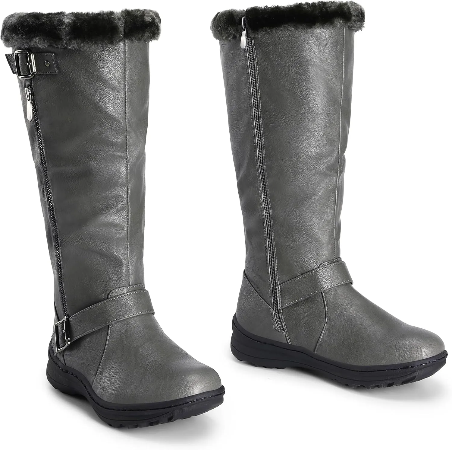 DREAM PAIRS Women's Winter Fully Fur Lined Zipper Closure Snow Knee High Boots