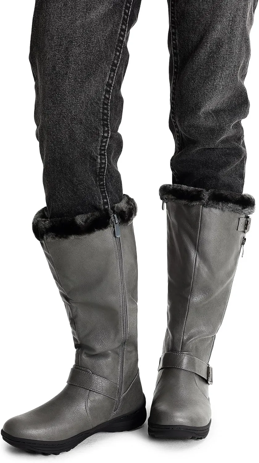 DREAM PAIRS Women's Winter Fully Fur Lined Zipper Closure Snow Knee High Boots