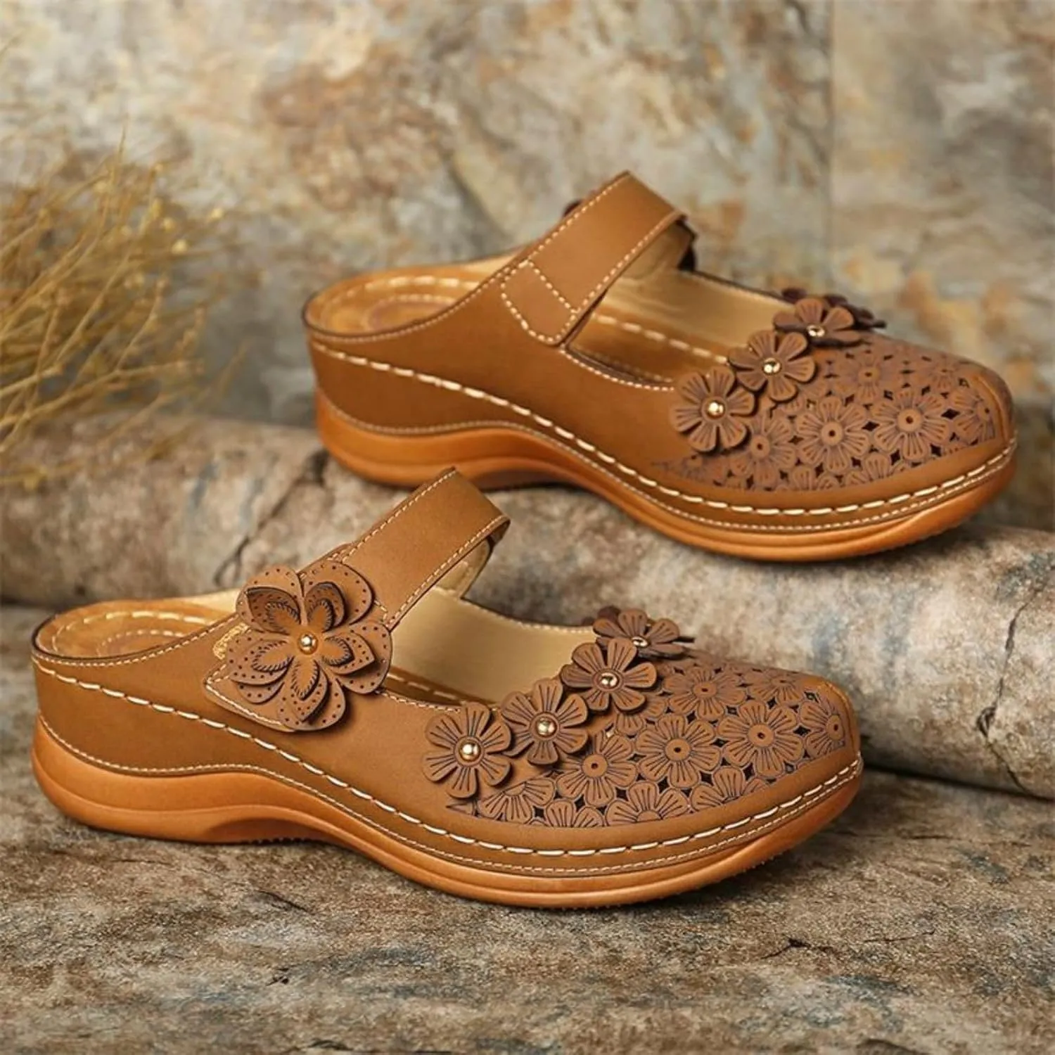 Dressy Summer Sandals for Women 2025 Closed Toe Wedge Sandals Casual Walking Shoes Hollow Out Breathable Cooling Comfort Wear Shoes Office Work Sandal Lightweight Platform Sandal for Vacation Beach