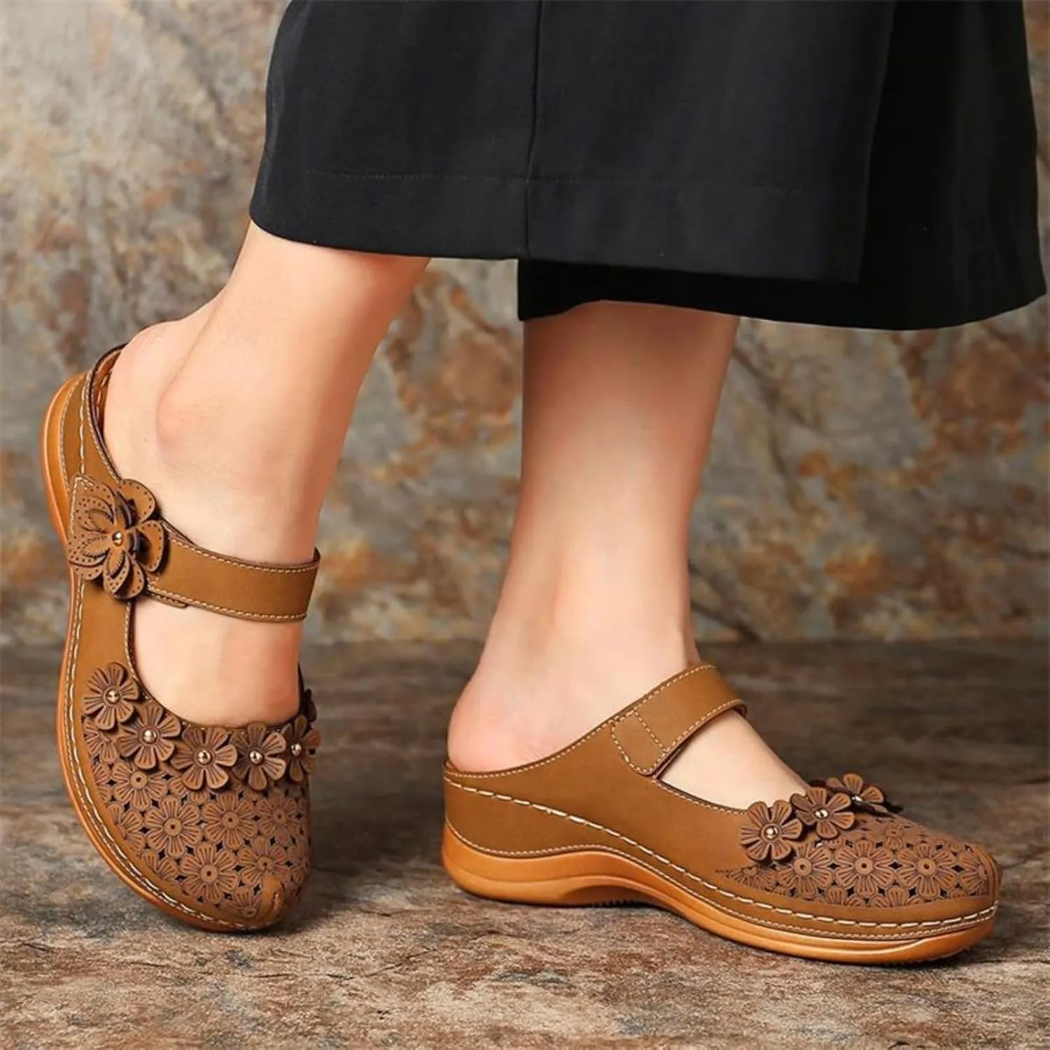 Dressy Summer Sandals for Women 2025 Closed Toe Wedge Sandals Casual Walking Shoes Hollow Out Breathable Cooling Comfort Wear Shoes Office Work Sandal Lightweight Platform Sandal for Vacation Beach