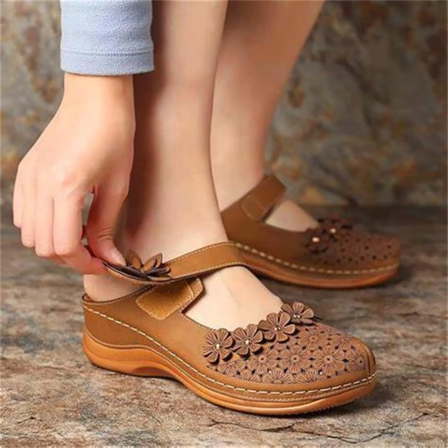 Dressy Summer Sandals for Women 2025 Closed Toe Wedge Sandals Casual Walking Shoes Hollow Out Breathable Cooling Comfort Wear Shoes Office Work Sandal Lightweight Platform Sandal for Vacation Beach