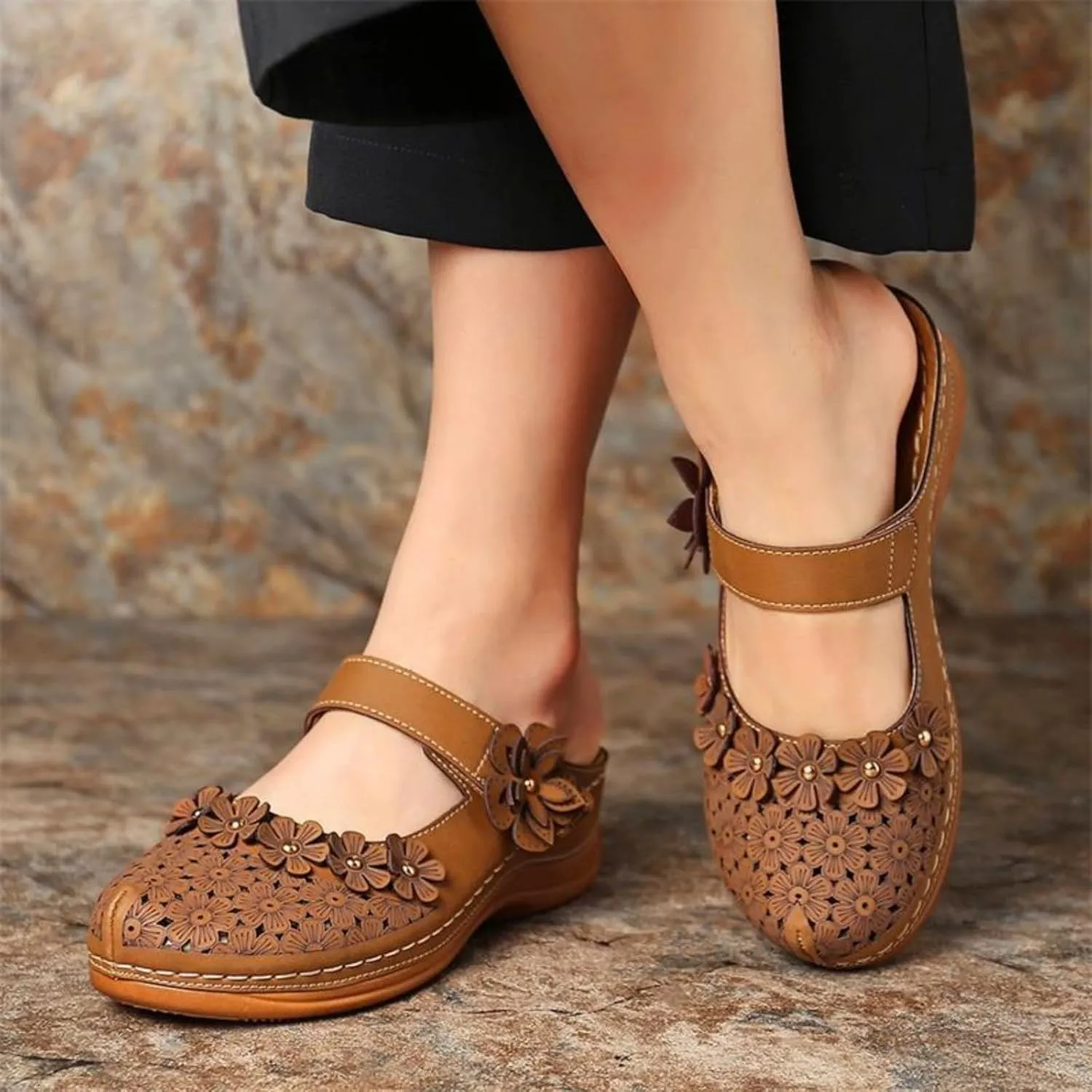Dressy Summer Sandals for Women 2025 Closed Toe Wedge Sandals Casual Walking Shoes Hollow Out Breathable Cooling Comfort Wear Shoes Office Work Sandal Lightweight Platform Sandal for Vacation Beach