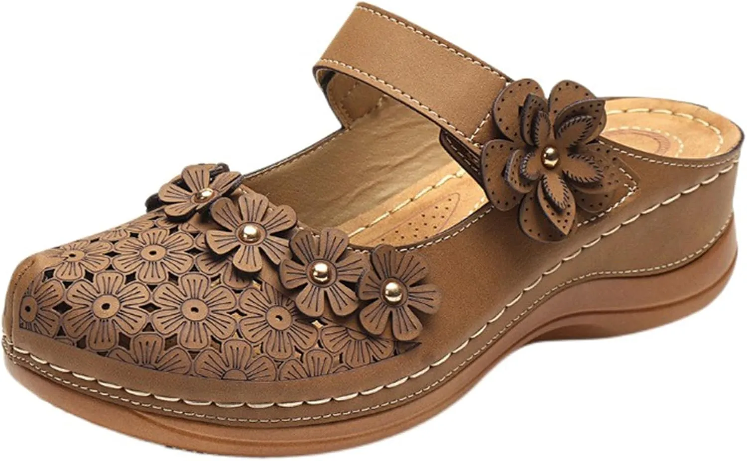 Dressy Summer Sandals for Women 2025 Closed Toe Wedge Sandals Casual Walking Shoes Hollow Out Breathable Cooling Comfort Wear Shoes Office Work Sandal Lightweight Platform Sandal for Vacation Beach