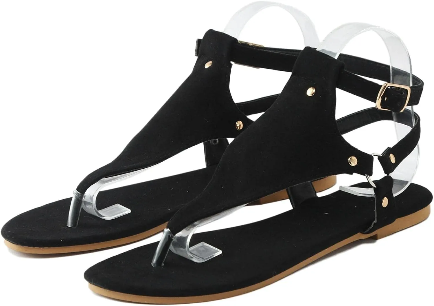Dressy Thong Sandals for Women Open Toe Shoes Flat Beach Sandals Buckle Ankle Strap Casual Summer Retro Gladiator Sandals