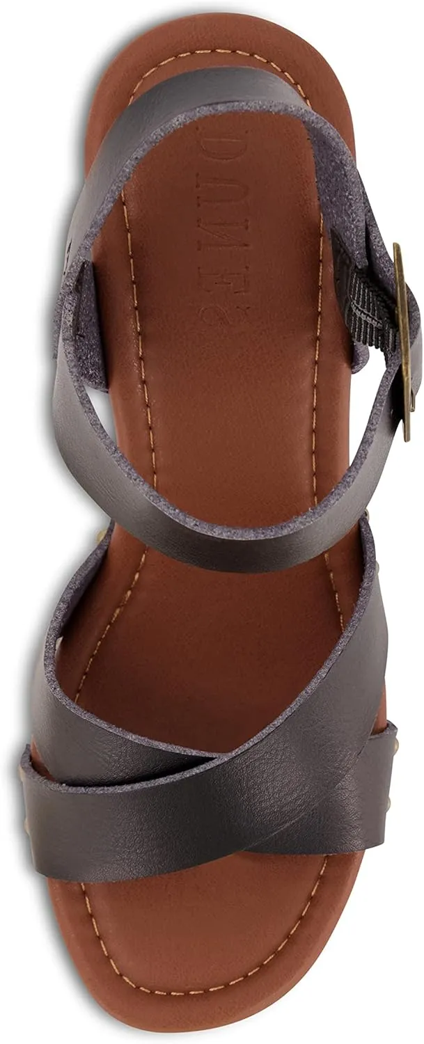 Dunes Women's Patsy Faux Wood Sandal  Comfort Foam & LiteSole Technology, Wide Widths Available