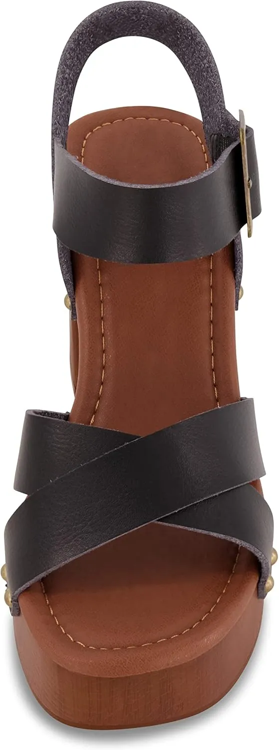 Dunes Women's Patsy Faux Wood Sandal  Comfort Foam & LiteSole Technology, Wide Widths Available