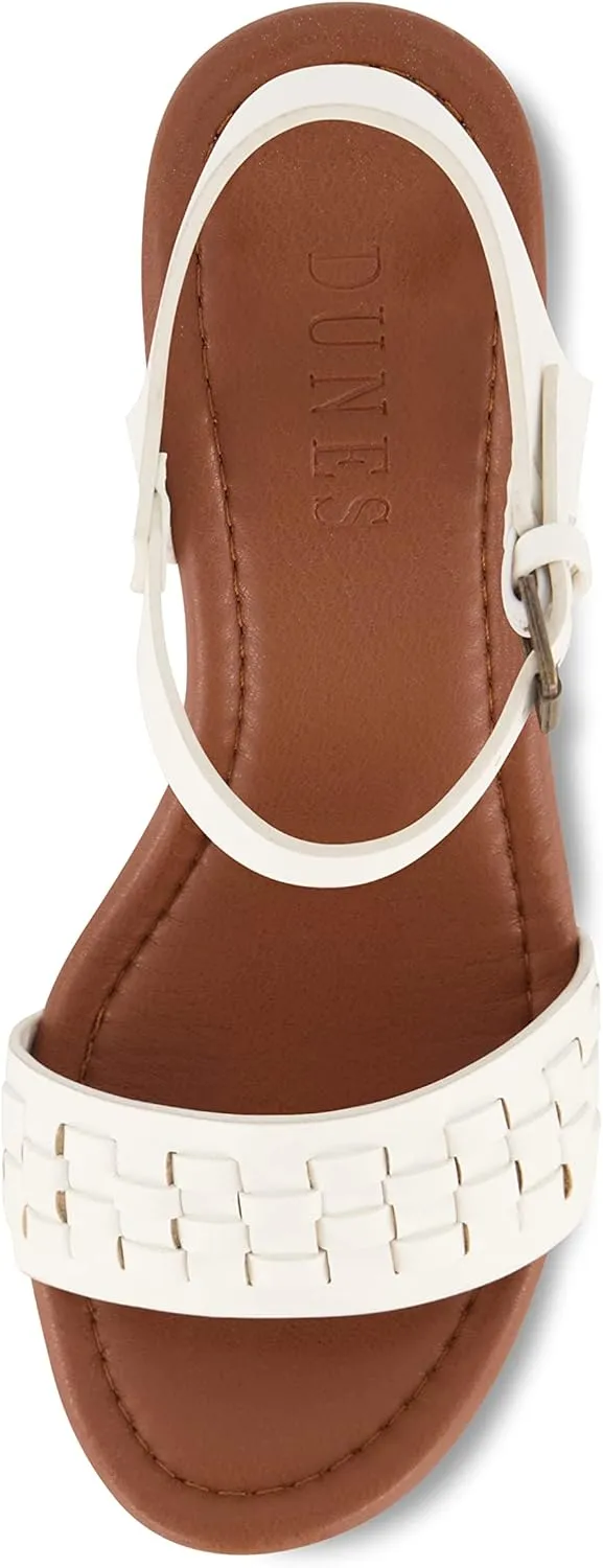 Dunes Women's Sealy Faux Wood Woven Heel Sandal  Comfort Foam & LiteSole Technology, Wide Widths Available
