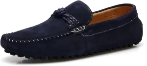 Easy to Put and Remove Shoes Smoking Loafer for Men Suede Vamp Round Toe Breathable Stitching Details Rope Tie Flat Heel Soft Resistant Flexible Comfortable Walking Slip On for All Occasions