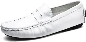 Easy to Put and Remove Smoking Loafer for Men Round Toe Faux Crocodile Leather Penny Loafer Comfortable Flexible Soft Driving Slip On for All Occasions