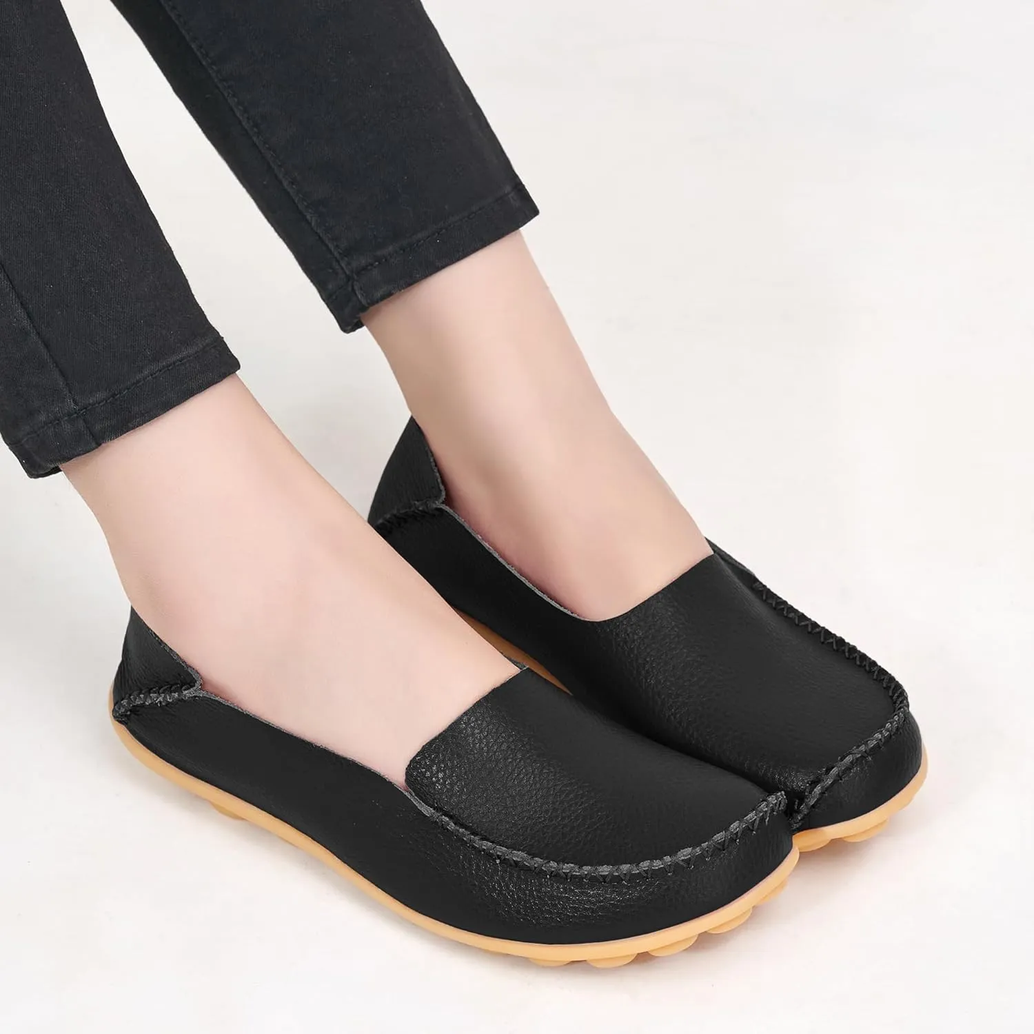 Ecetana Loafers for Women Penny Shoes Comfortable Slip On Casual Womens Loafers Fashion Moccasins Lightweight Round Toe Driving Flats Boat Shoes
