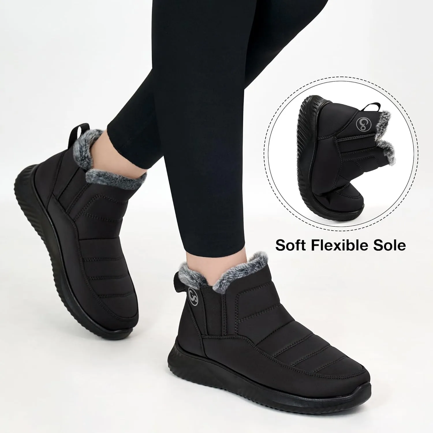 Ecetana Womens Snow Boots Winter Shoes: Ankle Booties Warm Fur Lined Waterproof Non-Slip Boots for Women