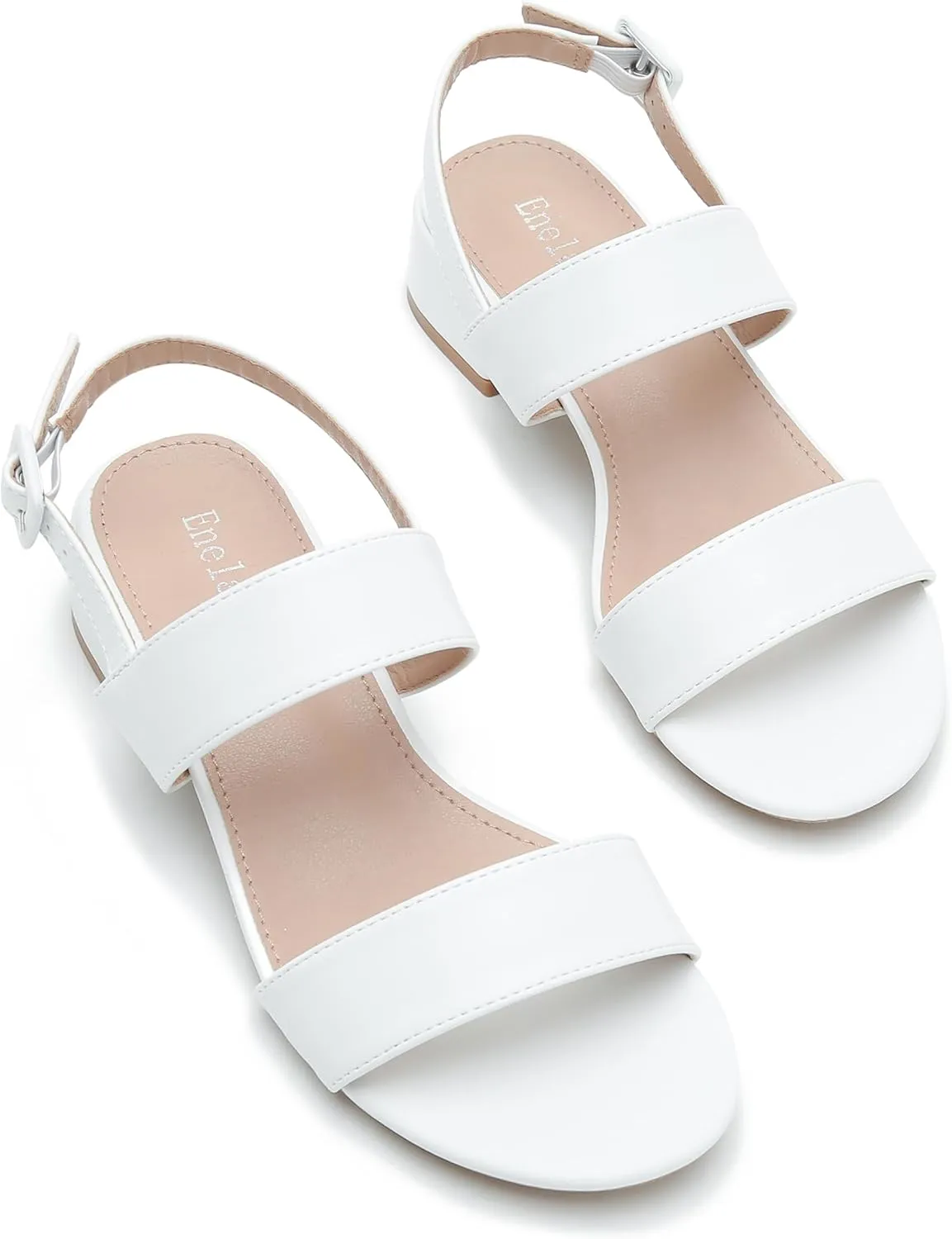Enelauge Women's Open Toe Ankle Strap Low Block Chunky Heels Sandals Holiday Party Wedding Dress Pumps Shoes