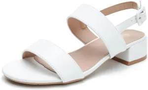 Enelauge Women's Open Toe Ankle Strap Low Block Chunky Heels Sandals Holiday Party Wedding Dress Pumps Shoes