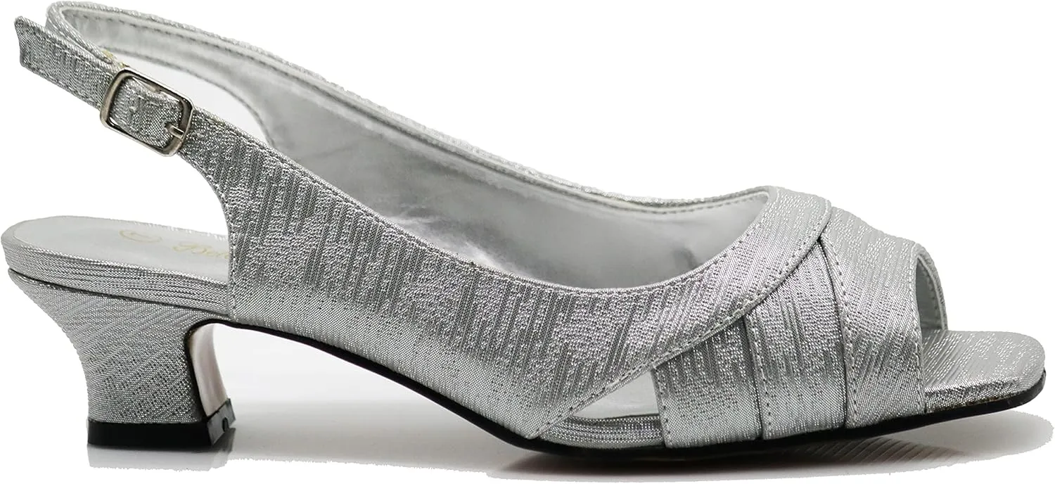Enzo Romeo Antica02 Women's Wide Width Sling Back Low Heeled Pumps Sandals Shoes