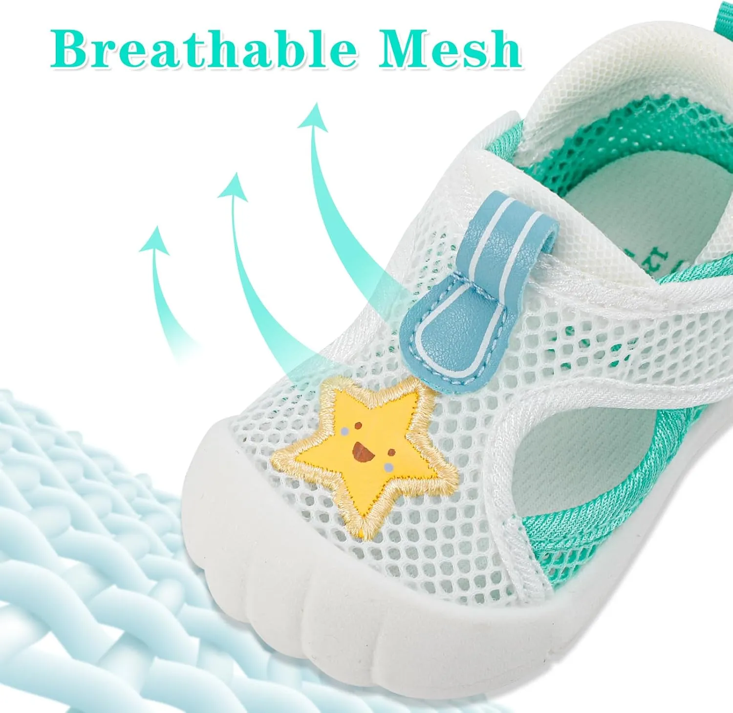 ESTAMICO Baby Girls' Summer Sandals Toe Protection Athletic Sports Sandal Non-Slip First Walking Shoes