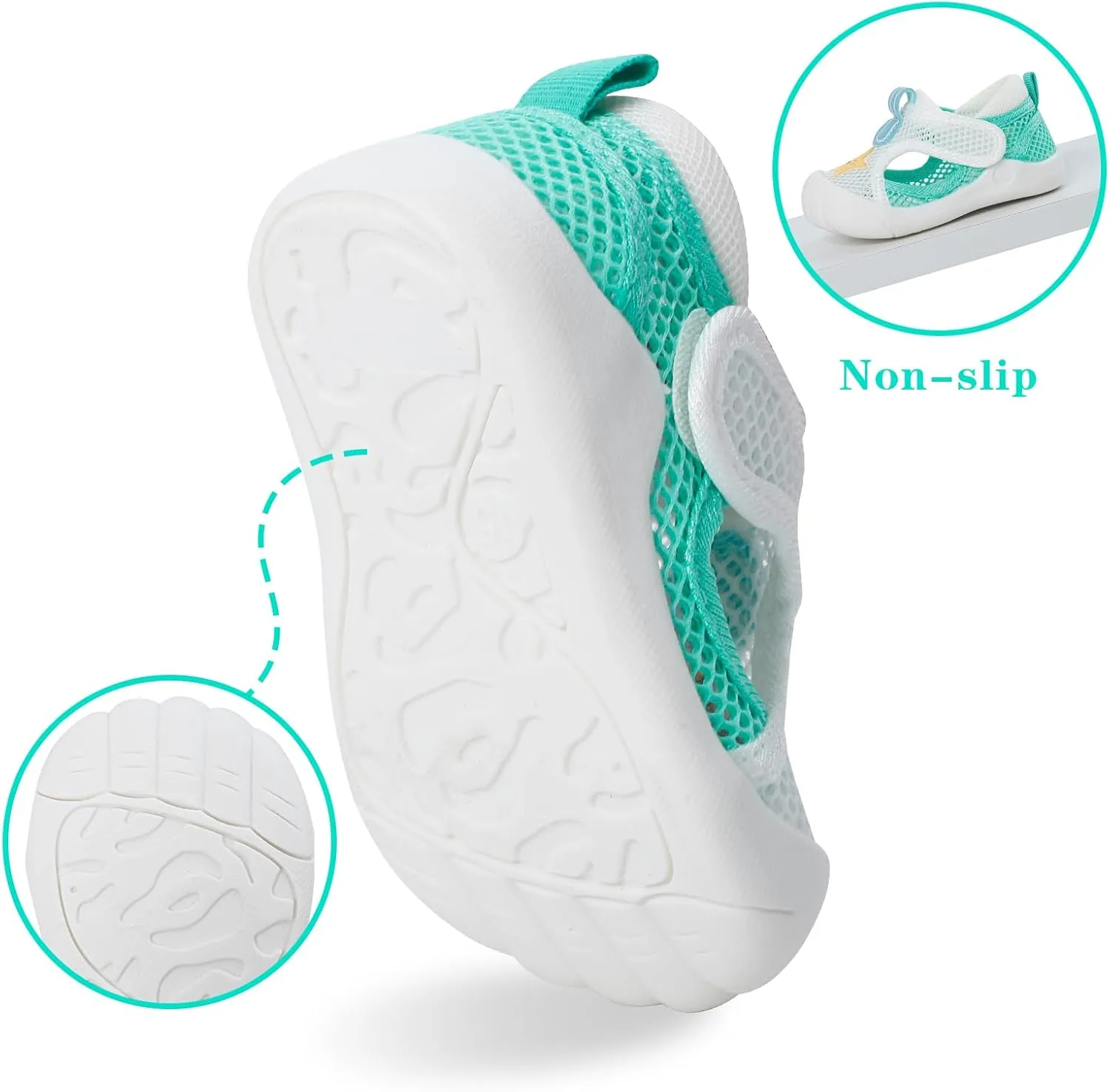 ESTAMICO Baby Girls' Summer Sandals Toe Protection Athletic Sports Sandal Non-Slip First Walking Shoes