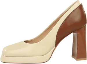 European and American Style Women's High Heels Shallow Mouth Thick Color Matching Platform Contrast Single Shoes Clear Wedges Women