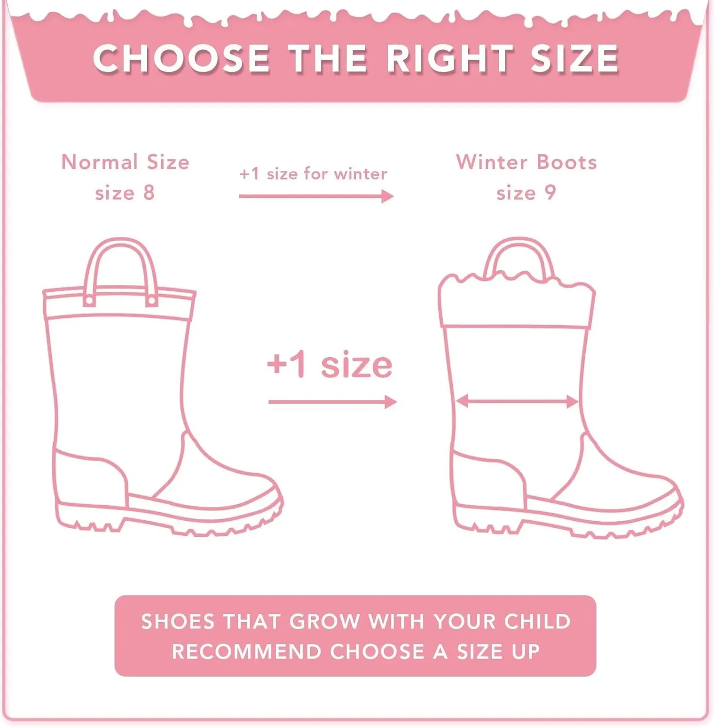 EUXTERPA Toddler Kids Light Up/Solid Color Rain Boots Waterproof Warm Fleece Lined Boots for Boys Girls Winter Snow Boots