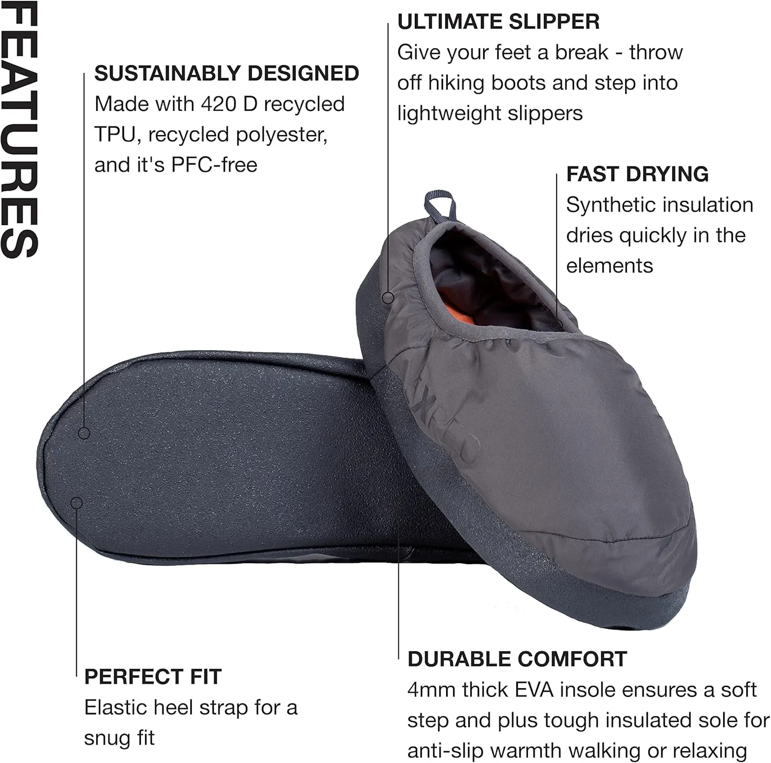 Exped Camp Slipper - Warm Comfortable & Lightweight Durable Camping Slippers, Unisex (S, M, L, XL)