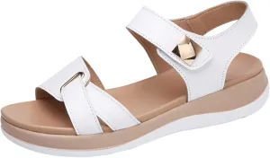 Fashion Summer Women Sandals Flat Thick Bottom Open Toe Hook Loop Solid Color Casual Sandals for Women Dressy Flat