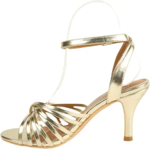 Fashion Thirsty Womens/Ladies Cyprus Metallic Multi Crossover Strap Wide Mid Heel Sandals (8 Wide) (Gold)