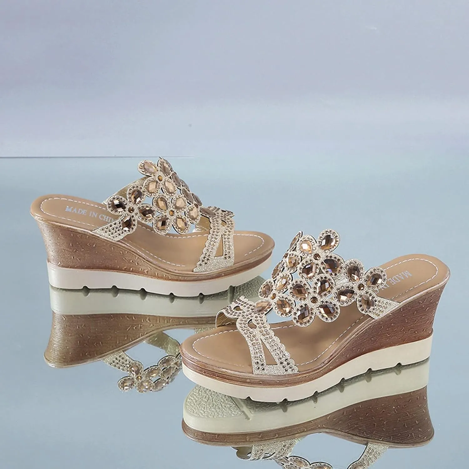 Fashion Women Summer Open Toe Breathable Beach Sandals Slip On Wedges Shoes Wide Cute for
