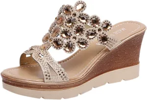 Fashion Women Summer Open Toe Breathable Beach Sandals Slip On Wedges Shoes Wide Cute for