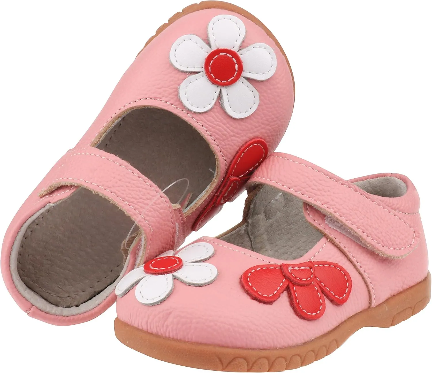 Femizee Girls Leather Bows Design Soft Round Toe Princess Dress Mary Jane Flat Shoes(Toddler/Little Kid)