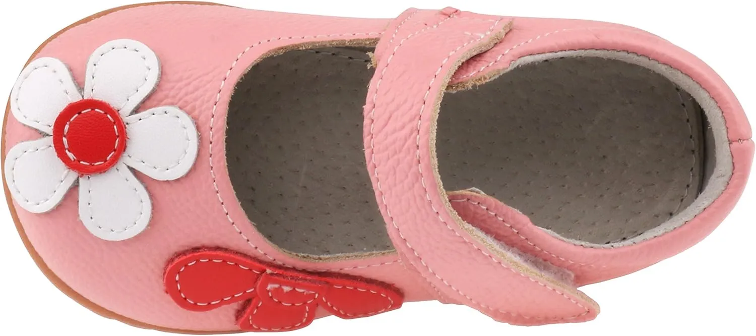 Femizee Girls Leather Bows Design Soft Round Toe Princess Dress Mary Jane Flat Shoes(Toddler/Little Kid)