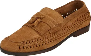 find. Men's Jute Sole Soft Leather Loafers, Brown Tan, 12