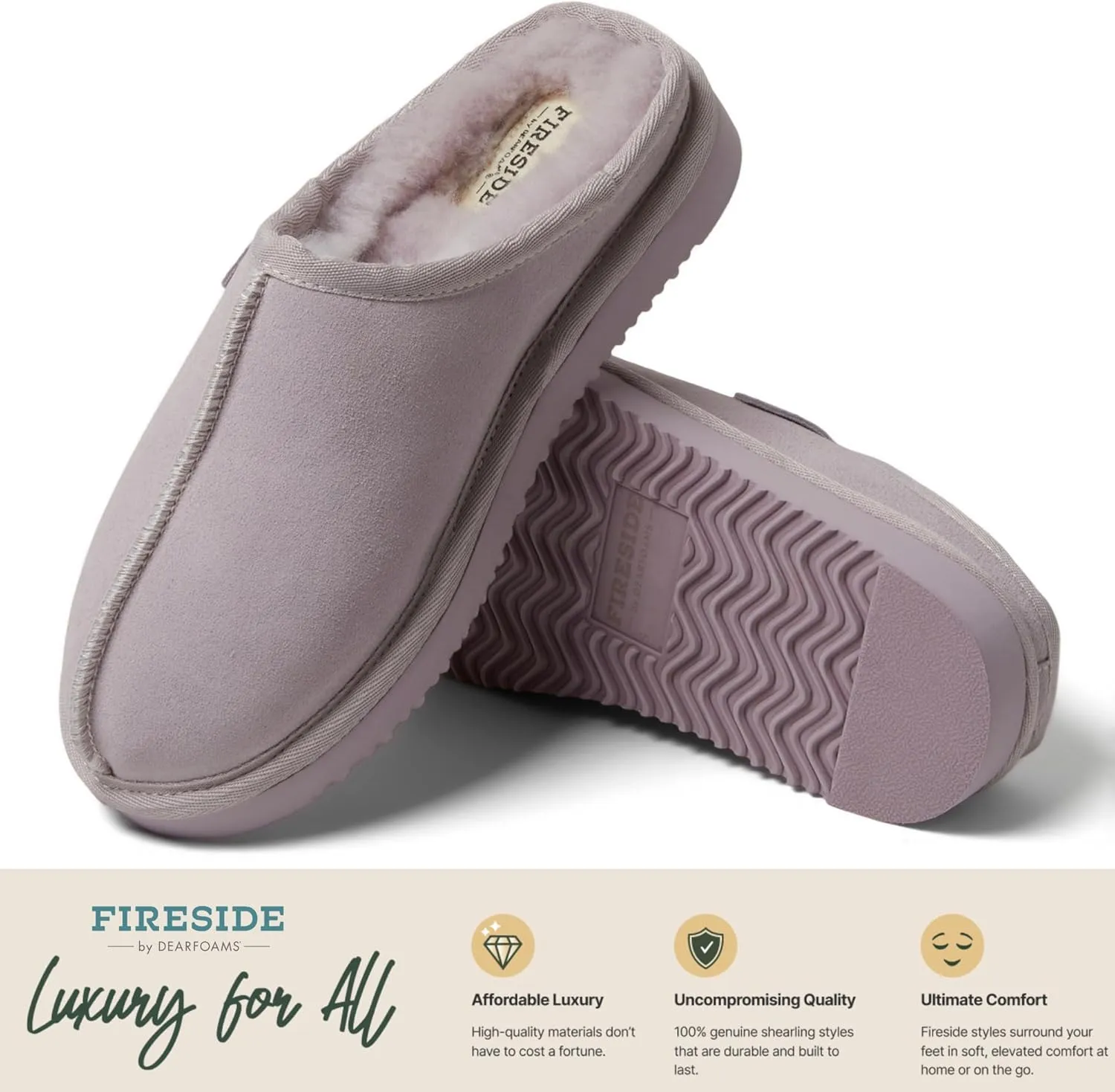 Fireside by Dearfoams Women's Greta Shearling Indoor Outdoor Clog Slipper